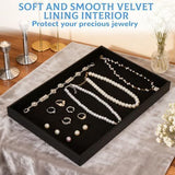 6Pack Velvet Stackable Jewelry Tray Showcase Display, Jewelry Organizer Trays for Drawers and V1107-107-44679-BLK-6PACK