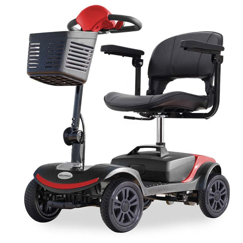 EQUIPMED Electric Mobility Scooter Portable Folding for Elderly Older Adult, SmartRider Black & Red V219-EQMOHC06A