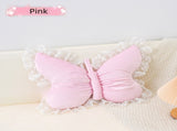 Pink Elegant Butterfly Lace Throw Pillow 60x45cm Soft Decorative Cushion for Sofa Bedroom Office and V888-ELOSUNG43221