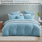 Platinum Collection Frankie Turquoise Honeycomb Waffle Jacquard Quilt Cover Set Super King V442-LED-QUILTCS-FRANKIE-TURQUOISE-SK