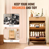 VEVOR Rattan Shoe Cabinet, Narrow Shoe Storage Organizer with 2 Flip Rattan Drawers & 1 Slide V952-FCTBXJ2C1XC2OJCICV0