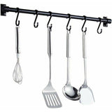 Kitchen Utensil Wall Bar Black, Kitchen Shelf Bar with 6 Removable Hooks Wall Mount Shelf Door Rack V1237-MS-626-019