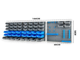 BAUMR-AG 69pc Wall Mounted Parts Bin Rack with Tool Holders - Blue V219-GRGSTRBMRA69B