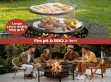 Grillz Fire Pit BBQ Charcoal Smoker Portable Mesh Pits Outdoor Camping Fireplace FPIT-YH-BBQ-3IN1-DESK