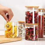 12 Pieces Glass Spice Jars for Kitchen Canisters with Airtight Bamboo Lids and Labels V178-83501