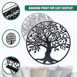 Black Tree of Life Wall Art Hanging Metal Iron Sculpture Garden 60cm V63-822651