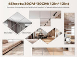 4 Pack Full Length Wall Mirror - 12 x 12 Inch Acrylic Mirror Tiles - Wall Stickers - Adhesive V1188-MS101-03300-1