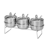 304 Stainless Steel Silver Seasoning Jar 270ml Large Capacity with Visible Glass Lid, Dustproof & V1232-TWGTZ-001