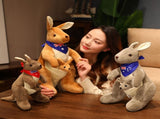 Kangaroo Stuffed Animal with Joey in Pouch & Australia Scarf - Soft Cuddly Plush Toy V1107-CS-DSGZSZ-45