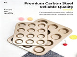 Non-Stick Muffin Baking Pan, Household Oven Cake Bread Mould, Gold 12-Cup Baking Tray, Set Of 2, V1221-XM-LB2849-GM116