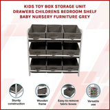 Kids Toy Box Storage Unit Drawers Childrens Bedroom Shelf Baby Nursery Furniture Grey V63-849661