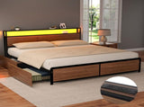 Artiss Metal Bed Frame King Size LED Storage Headboard USB Charge 4 Drawers MBED-C-SKY-K-BK-ABC