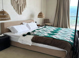 Green Chic Argyle Diamond Knit Throw Blanket with Tassels - Versatile Sofa & Bed Accent - 135 x V888-ELOSUNG28802