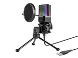 Simplecom UM650 USB Cardioid Condenser Microphone Gaming RGB Lights with Tripod & Pop Filter V28-UM650