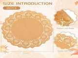600 Pcs Round Kraft Paper Doilies, 12 Inch Disposable Lace Placemats, Rustic Scallop Doily Table V1259-DP01-A-5768