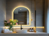 Arch Dimmable Led Bathroom Vanity Mirror w Antifog Temperature Date Time Display V767-XMR-T28-713-AU-V1