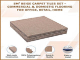 5m Beige Carpet Tiles Set Commercial & Domestic Flooring for Office, Retail, Home V63-953011