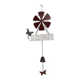 Hanging Welcome Windmill w Bell Butterflies 88cm V637-06986WEL