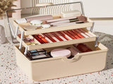 Makeup Organizer, With Removable Tray, 3 Layers Portable Cosmetic Storage Box Easily Organize Your V1366-AZ2-W-12455