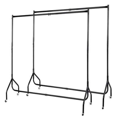 Artiss 2X Clothes Rack Coat Stand 6FT Rail Wheels DIY-CR-605-BKX2