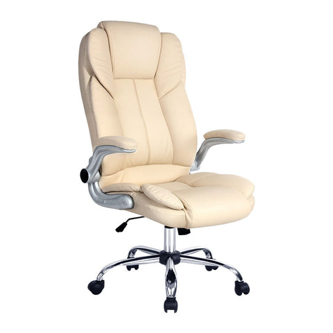 Artiss Executive Office Chair Leather Tilt Beige OCHAIR-G-9314-BG