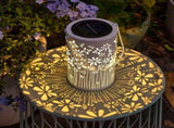 Solar Hanging Lantern Outdoor Hollow Metal LED Decorative Garden Light for Patio Porch Yard, White V1369-AZ3-W-12054