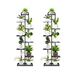 SOGA 2X 8 Tier 9 Pots Black Metal Plant Stand Flowerpot Display Shelf Rack Indoor Home Office Decor FPOTH06X2