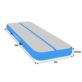 Powertrain Airtrack 20cm Thick 4m x 2m Inflatable Gymnastics Tumbling Mat Air Track - Blue IFM-0402-GYBU