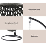 Gardeon Outdoor Egg Swing Chair Wicker Rattan Furniture Pod Stand Cushion Black HM-EGG-J-SELIPS-S-BK-AB