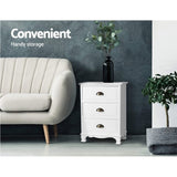 Artiss 2x Bedside Table 3 Drawers Vintage - THYME White ST-CAB-B-3D-WHX2