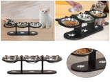 Elevated 3-Bowl Pet Feeder,15x8e Tilted Adjustable Height Stand with Stainless Steel Bowls,Non V1366-AZ2-W-17039
