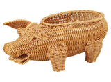 Wicker Storage Basket Decorative Cute Pig Shaped Rattan Woven Serving Basket Willow Bread Basket V1366-AZ2-W-05658