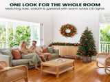 Christabelle Sable Fir Christmas 3pc Set 1.2m Potted Tree 61cm Wreath 2.74m Garland with Multic CMB-SENSF4P-WG