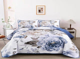 Blue Floral Royale Bedspread Coverlet 3 Piece Set V745-AC080774Q13U