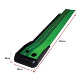 Indoor Practice Putting Green 2.5m Mat Inclined Ball Return Fake Grass 2 Holes V63-832861