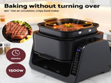 Devanti 2-IN-1 Air Fryer 5.5L Dual Zone Fryers Electric Cooker with Top BBQ Grill & Bot AF-K-F-538T-GLS-BK