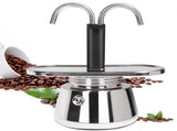 Double Spout 2 Cup Coffee Maker - Stainless Steel Espresso Maker - Italian Coffee Machine for V1192-AZ-W-0626