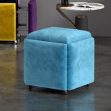 Stool, 5 in 1 Nesting Ottoman Stool with Swivel Casters Stackable Cube Square Sofa Vanity Movable V1107-CS-QFLCCE19
