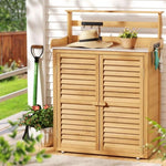 Gardeon Outdoor Storage Cabinet Box Potting Bench Table Shelf Chest Garden Shed OSC-CABI-WOOD-NTL