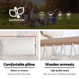 Gardeon Hammock Chair with Steel Stand Armrest Outdoor Hanging Cream HM-CHAIR-ARM-CREAM-X