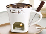 Tealight Fondue Set, Ceramic Melting Pot for Chocolate and Dessert Beige V1237-ZY-203-0335