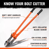 36inch Super Long Bolt Cutter Lock Cutter Rubber Grip Cables Cables Chains Wires V465-86457