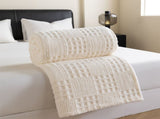 Beige 180*200cm Thickened Double-Sided Plush Waffle Weave Throw Blanket - Anti-Static Taffeta Velvet V888-ELOSUNG50798