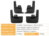 4Pcs Car Mud Flaps Splash Guards Fender Mudguards Fit Isuzu D-Max Two Doors 2010-2019 Front Rear V1188-MS-730-001