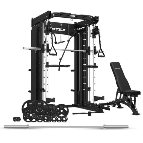 CORTEX SM26 Multi Gym with 100kg Olympic Tri-Grip Weight, Bar and Bench Set V420-CSST-SM26-A