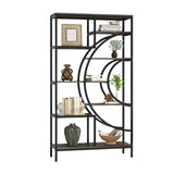 NNETMLT 8-Tier 71-Inch Industrial Geometric Bookcase with Metal Frame V728-QH169584