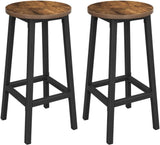 Set of 2 Bar Stools with Sturdy Steel Frame Rustic Brown and Black 65 cm Height V178-11109