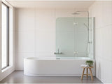 120cm Frameless Glass Bath Screen Wall Channel with Stainless Steel Hinges in Nickel Finish V63-852451