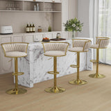 SERENIT Golden Swivel Upholstered Velvet Adjustable Height Counter Stool with Metal Frame Ivory V255-SE-GP2312R-IVORY