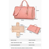 Pink PU Leather Foldable Garment Bag, Women's Travel Duffel with Suit Carrier, Multi-Function V888-ELOSUNG13395